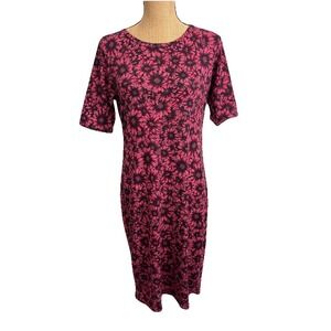 Lularoe Julia Dress Size L Sunflower Pattern Pink Fuchsia Midi  Pencil Dress